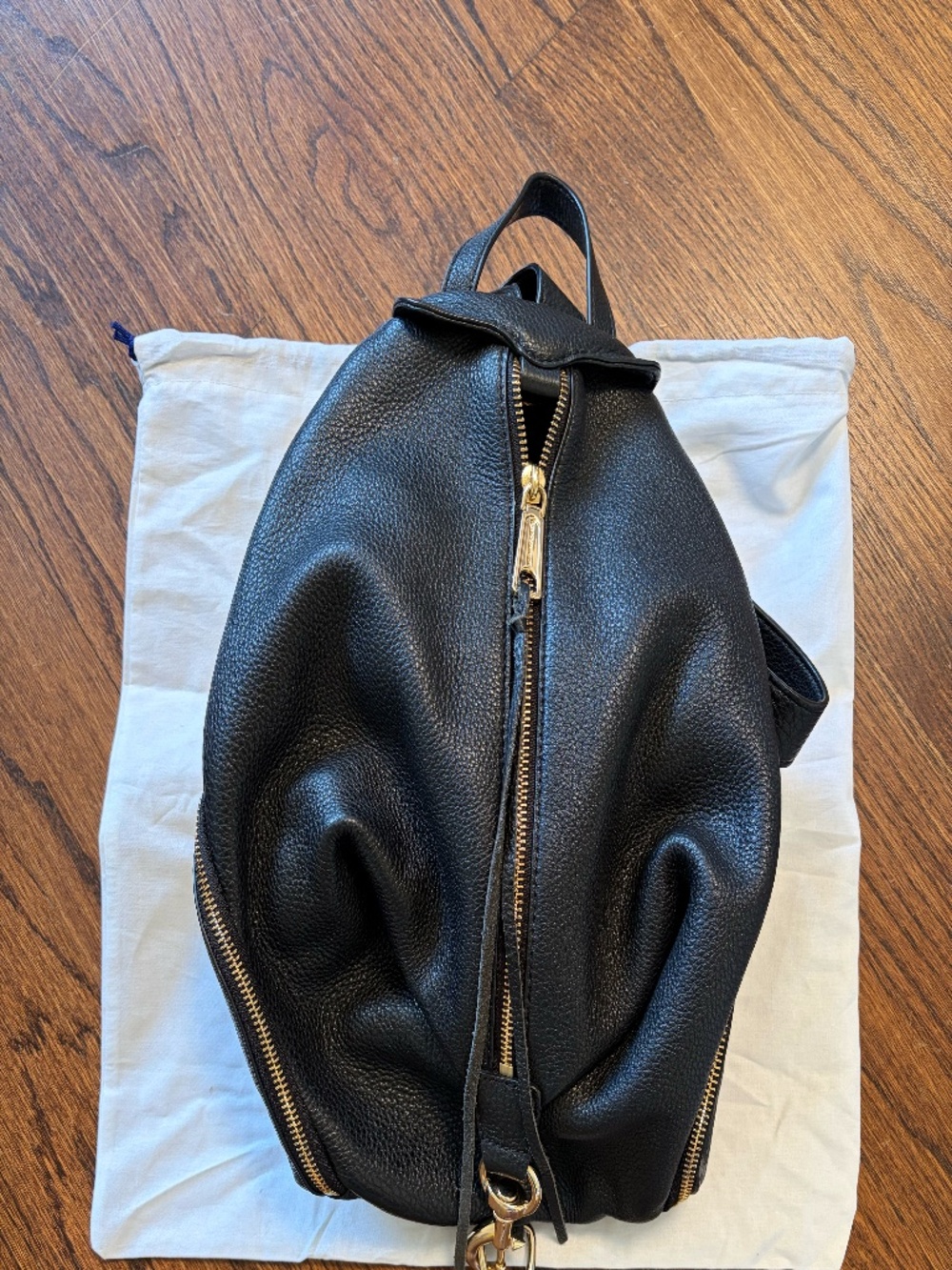 Rebecca Minkoff black leather Julian backpack - gold hardware - great condition!